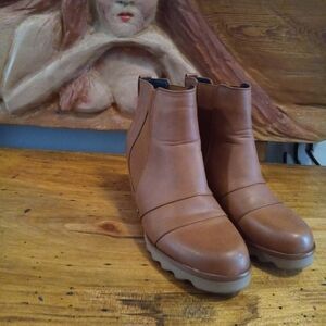 Jolimall Size 8 Boutique Stylish Brown Wedge Faux Leather Ankle Boots